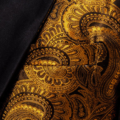 Black and Gold Paisley Shawl Collar Tuxedo Jacket tuxedo    - Sophisticated Gentlemen