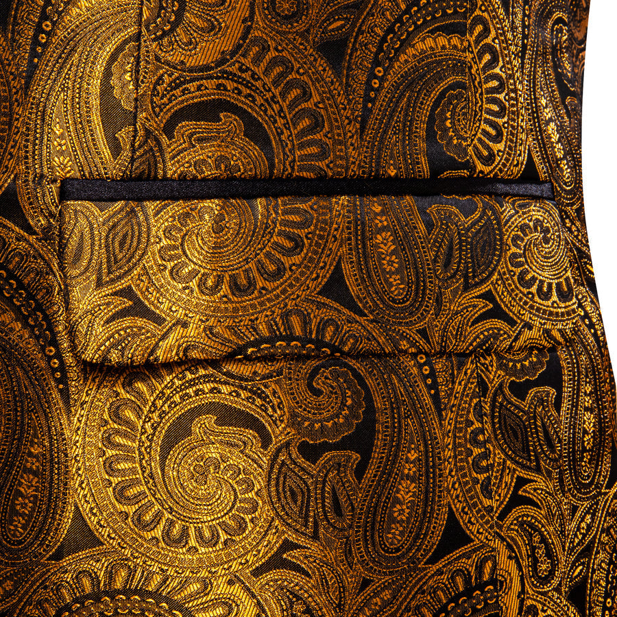 Black and Gold Paisley Shawl Collar Tuxedo Jacket tuxedo    - Sophisticated Gentlemen