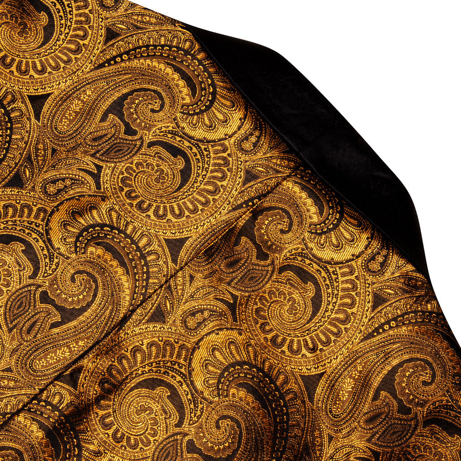 Black and Gold Paisley Shawl Collar Tuxedo Jacket tuxedo    - Sophisticated Gentlemen