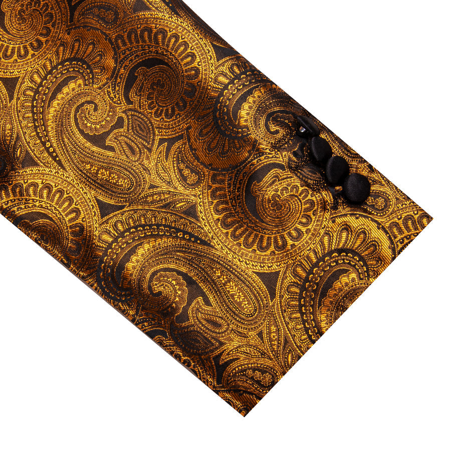 Black and Gold Paisley Shawl Collar Tuxedo Jacket tuxedo    - Sophisticated Gentlemen