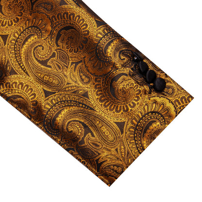 Black and Gold Paisley Shawl Collar Tuxedo Jacket tuxedo    - Sophisticated Gentlemen