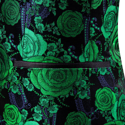 Green Navy Floral Rose Men's Tuxedo Jacket tuxedo    - Sophisticated Gentlemen