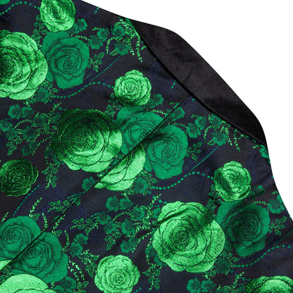 Green Navy Floral Rose Men's Tuxedo Jacket tuxedo    - Sophisticated Gentlemen