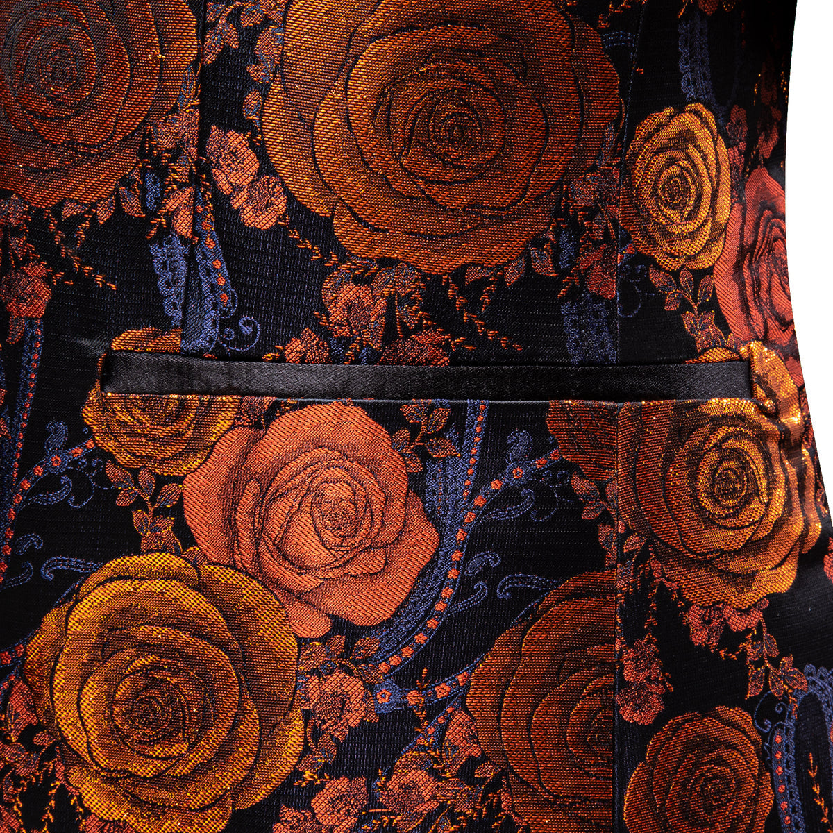 Orange and Navy Floral Tuxedo Jacket tuxedo    - Sophisticated Gentlemen