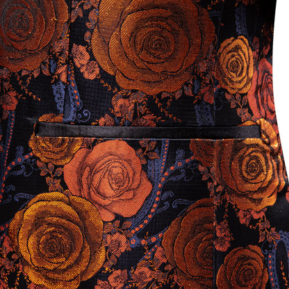 Orange and Navy Floral Tuxedo Jacket tuxedo    - Sophisticated Gentlemen
