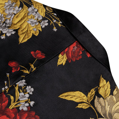 Yellow Red Black Floral Men's Tuxedo Jacket tuxedo    - Sophisticated Gentlemen
