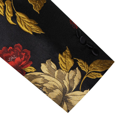 Yellow Red Black Floral Men's Tuxedo Jacket tuxedo    - Sophisticated Gentlemen