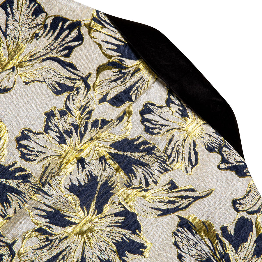 Moccasin Blue Gray Floral Men's Tuxedo Jacket tuxedo    - Sophisticated Gentlemen