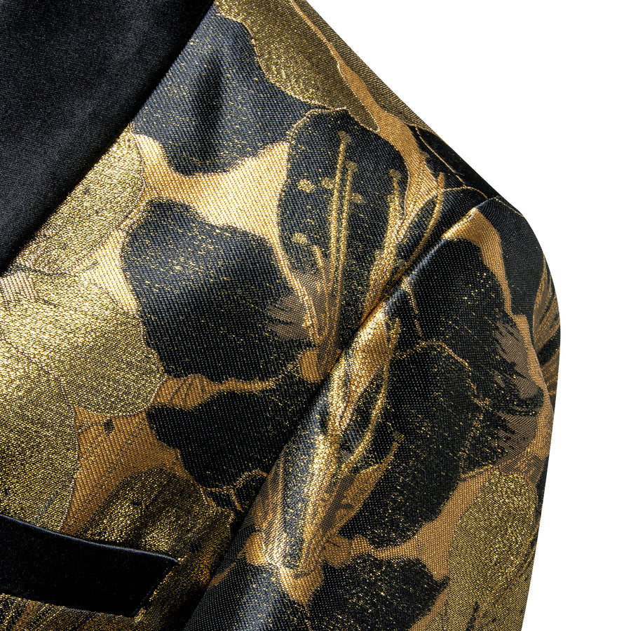 Dark Khaki Black Floral Men's Tuxedo Jacket tuxedo    - Sophisticated Gentlemen