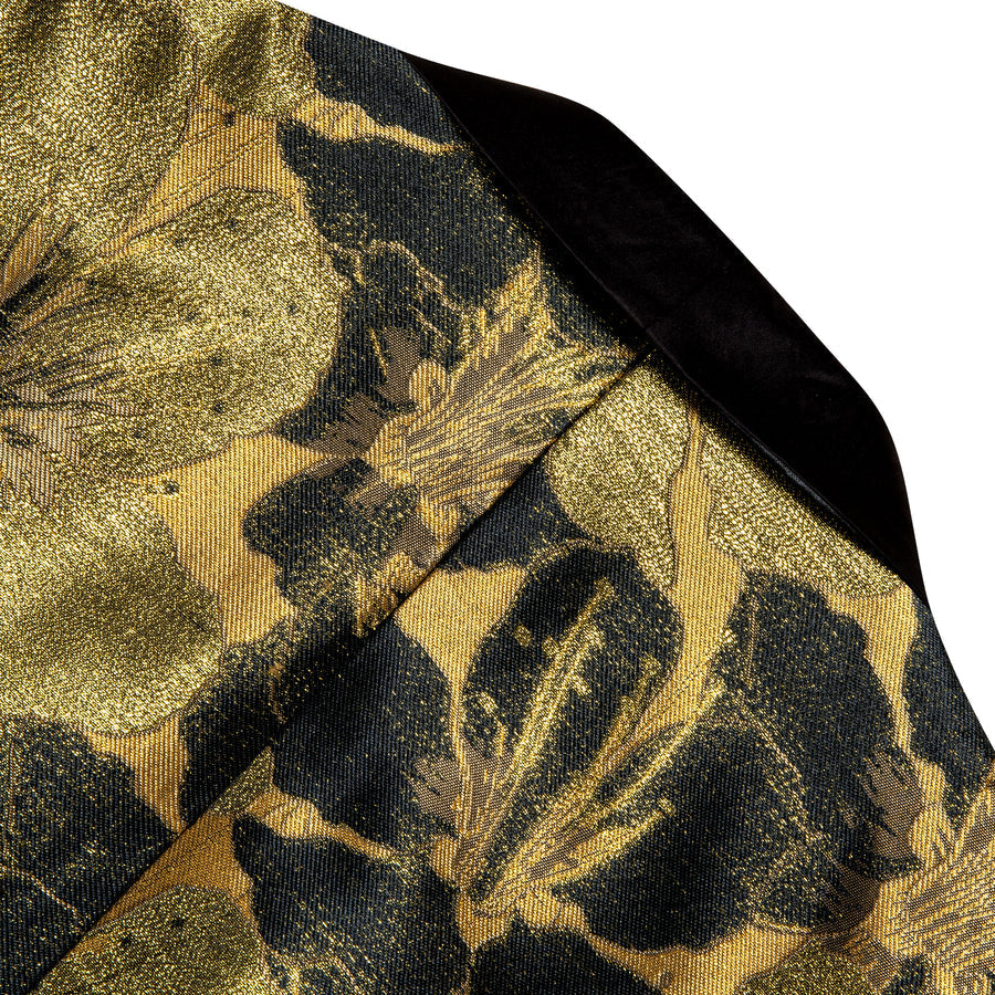 Dark Khaki Black Floral Men's Tuxedo Jacket tuxedo    - Sophisticated Gentlemen