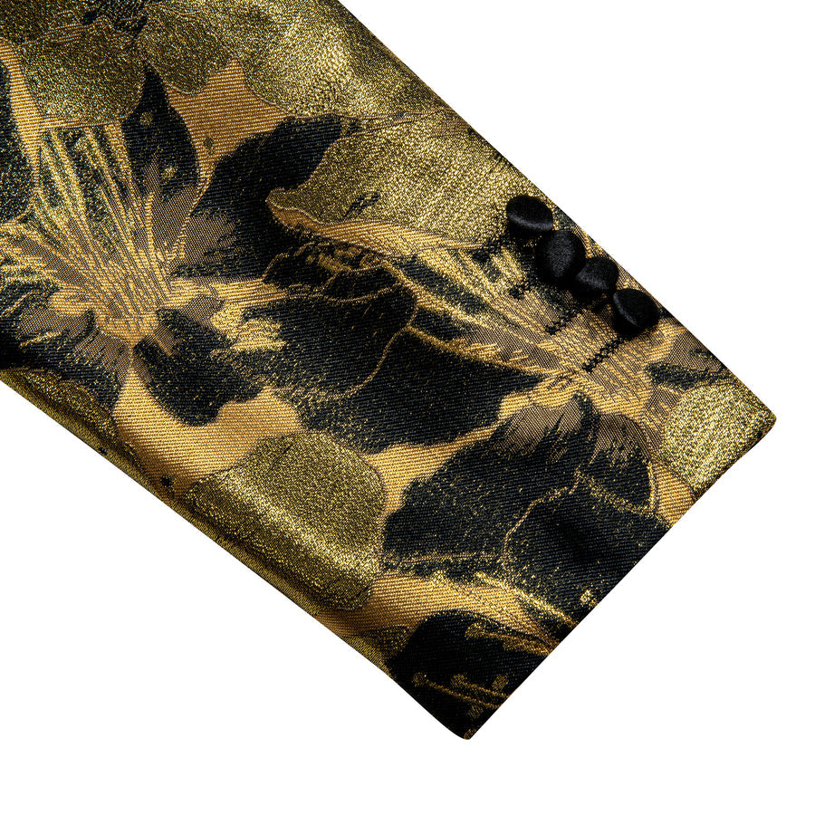 Dark Khaki Black Floral Men's Tuxedo Jacket tuxedo    - Sophisticated Gentlemen