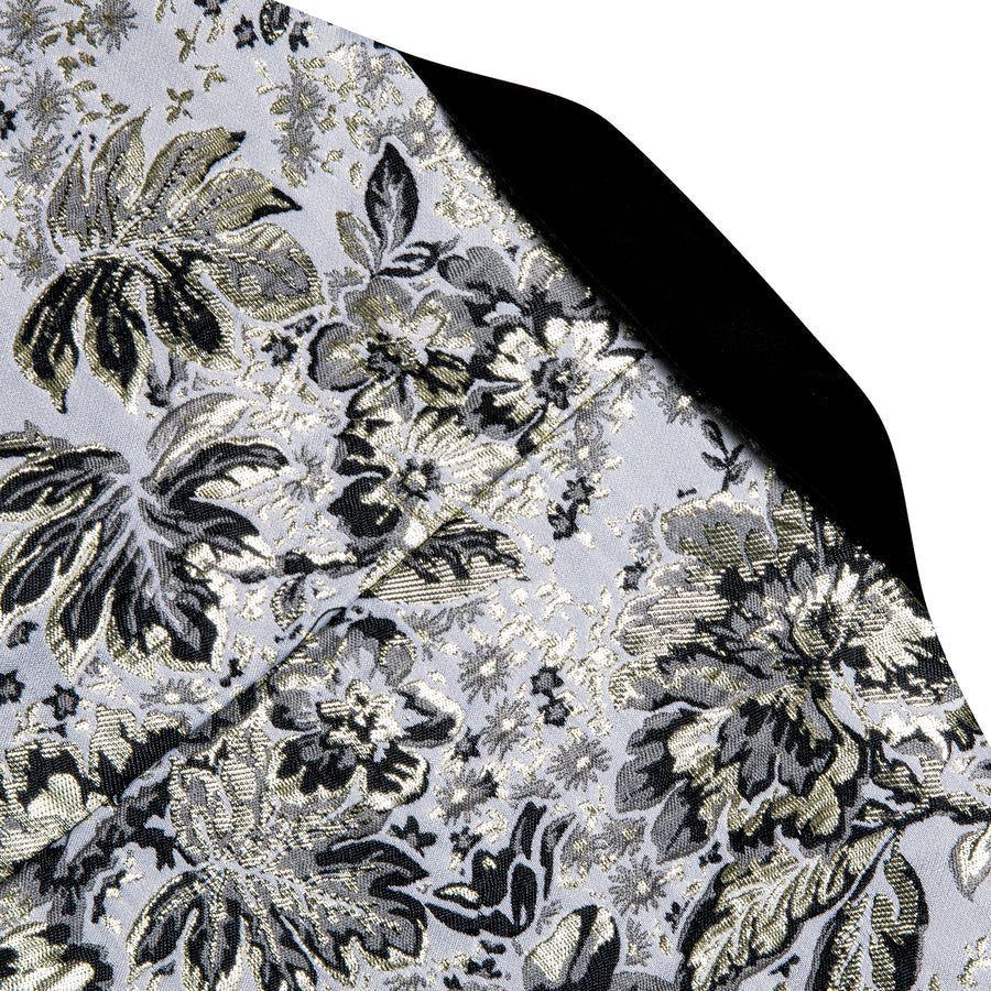 White Black Tan Floral Men's Tuxedo Jacket tuxedo    - Sophisticated Gentlemen
