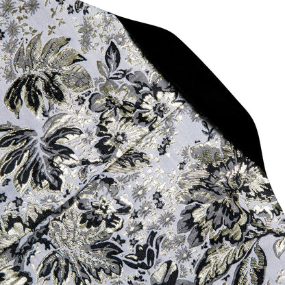 White Black Tan Floral Men's Tuxedo Jacket tuxedo    - Sophisticated Gentlemen