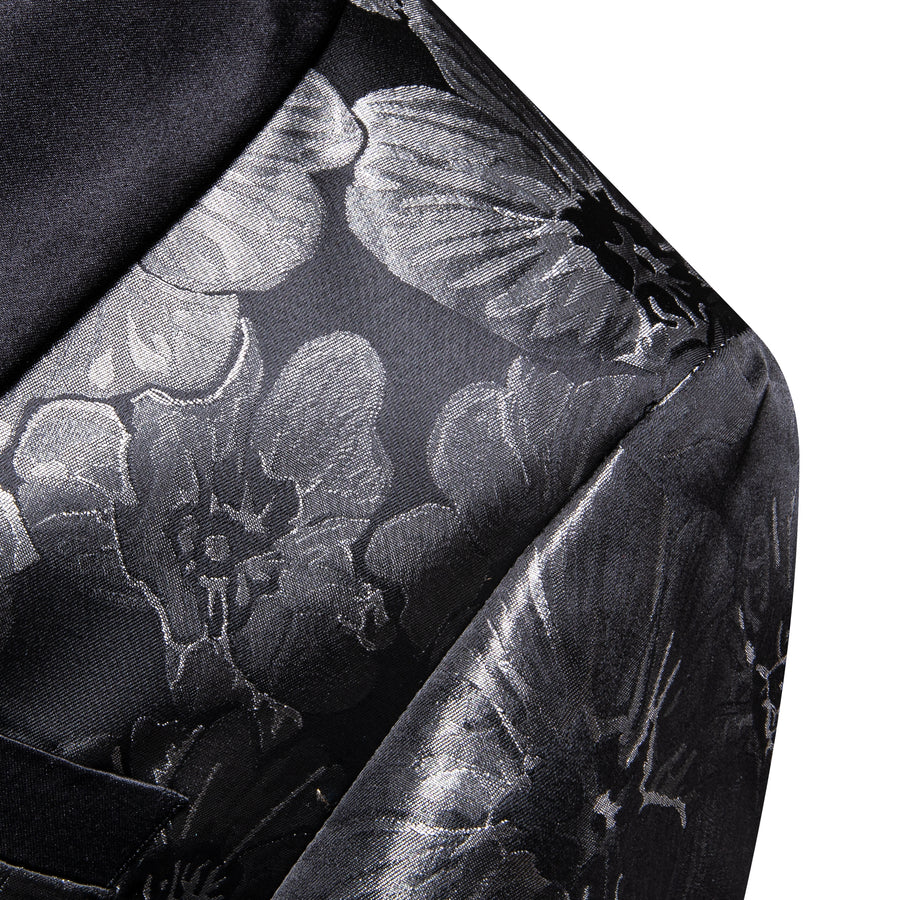 Black and Gray Floral Men's Tuxedo Jacket tuxedo    - Sophisticated Gentlemen