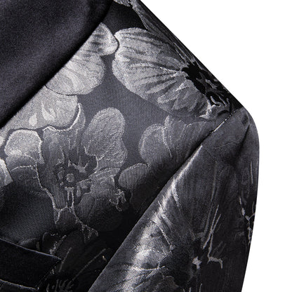 Black and Gray Floral Men's Tuxedo Jacket tuxedo    - Sophisticated Gentlemen