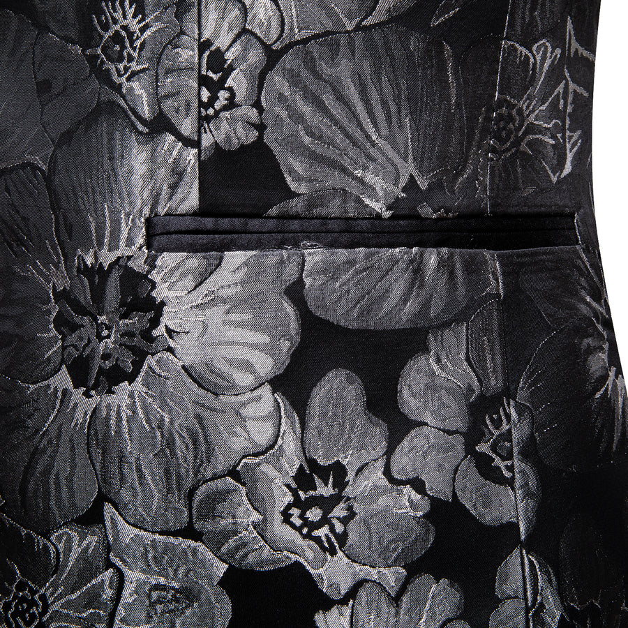 Black and Gray Floral Men's Tuxedo Jacket tuxedo    - Sophisticated Gentlemen