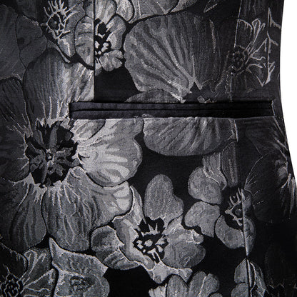 Black and Gray Floral Men's Tuxedo Jacket tuxedo    - Sophisticated Gentlemen