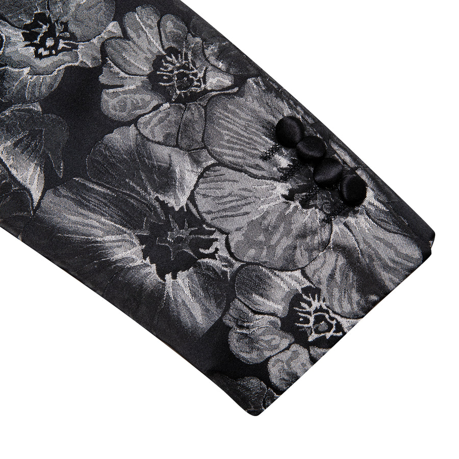 Black and Gray Floral Men's Tuxedo Jacket tuxedo    - Sophisticated Gentlemen