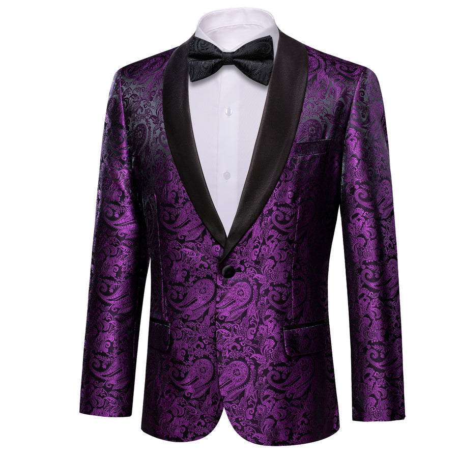 Luxury Purple Paisley Men's Tuxedo Jacket tuxedo    - Sophisticated Gentlemen