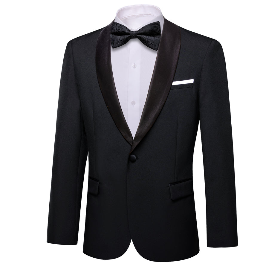 Classic Black Solid Shawl Lapel Suit Men's Tuxedo Jacket tuxedo    - Sophisticated Gentlemen