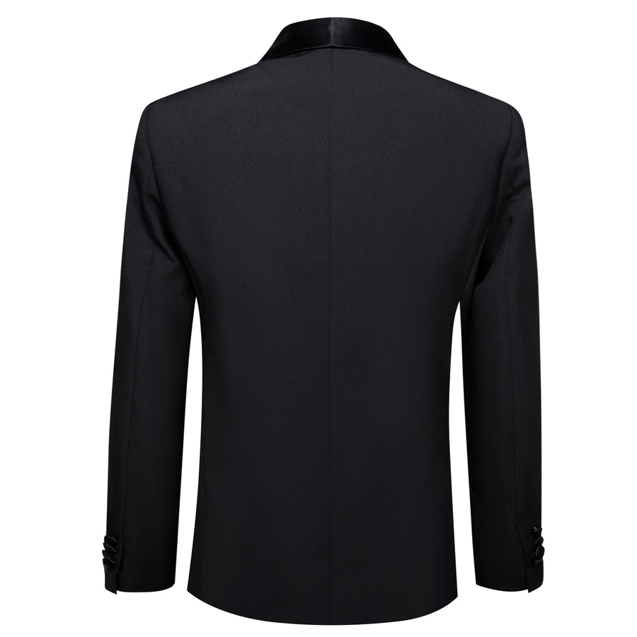 Classic Black Solid Shawl Lapel Suit Men's Tuxedo Jacket tuxedo    - Sophisticated Gentlemen