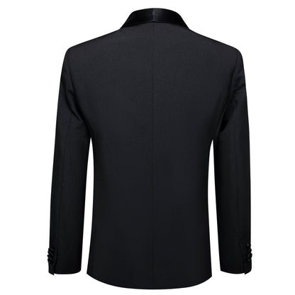 Classic Black Solid Shawl Lapel Suit Men's Tuxedo Jacket tuxedo    - Sophisticated Gentlemen