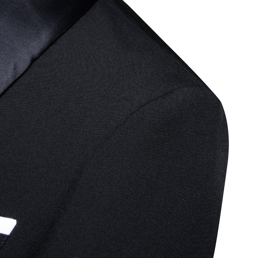 Classic Black Solid Shawl Lapel Suit Men's Tuxedo Jacket tuxedo    - Sophisticated Gentlemen
