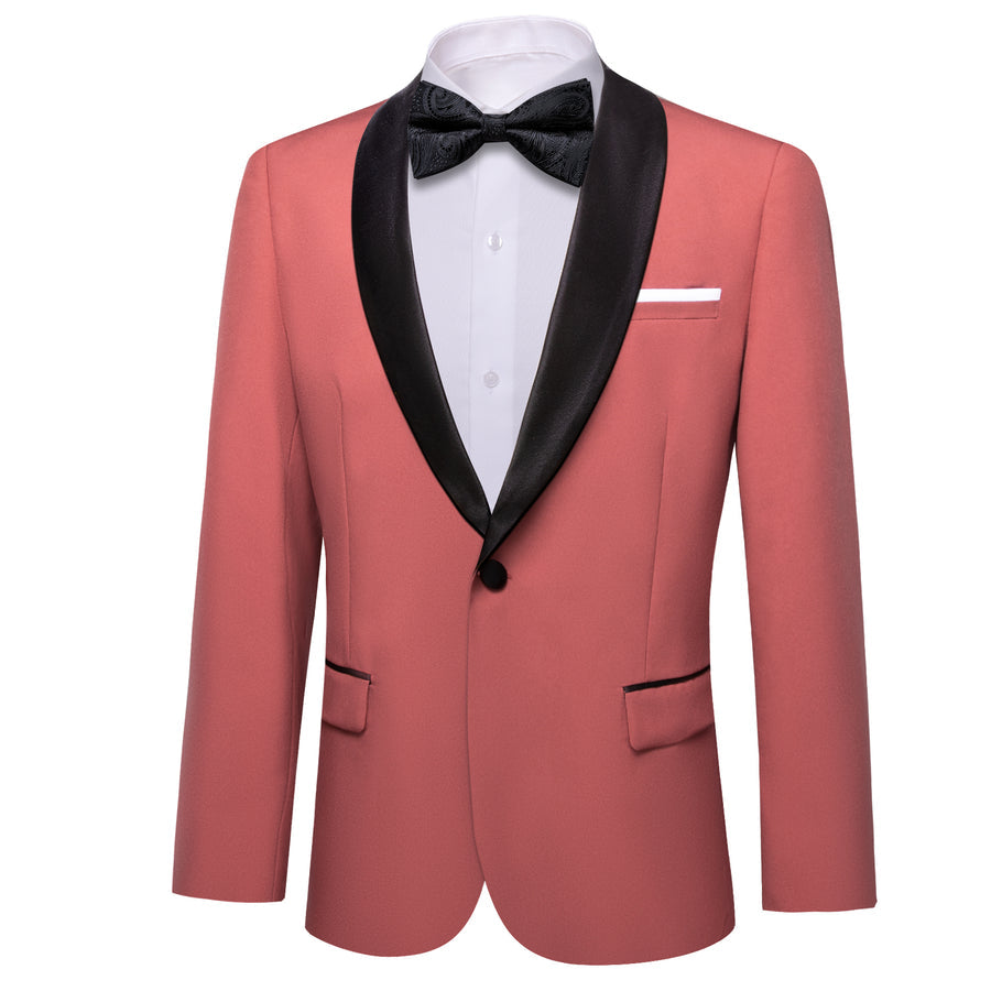 Blush Red Solid Shawl Lapel Suit Men's Tuxedo Jacket tuxedo    - Sophisticated Gentlemen