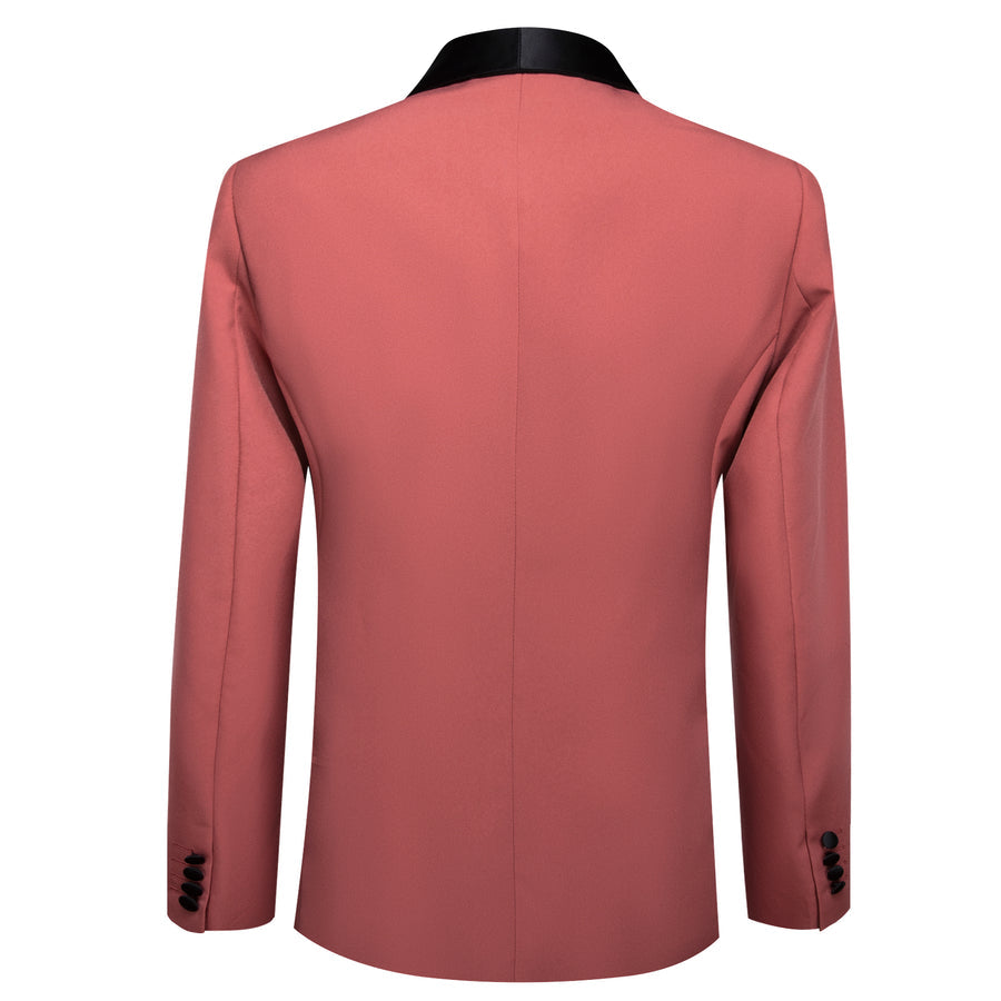 Blush Red Solid Shawl Lapel Suit Men's Tuxedo Jacket tuxedo    - Sophisticated Gentlemen