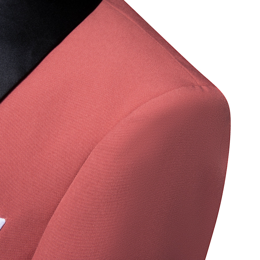 Blush Red Solid Shawl Lapel Suit Men's Tuxedo Jacket tuxedo    - Sophisticated Gentlemen
