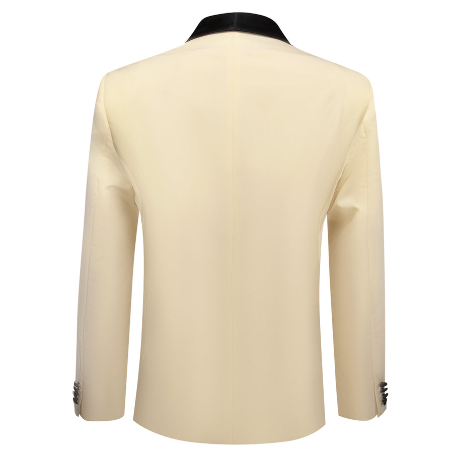 Classic Linen White Solid Shawl Lapel Suit Men's Tuxedo Jacket tuxedo    - Sophisticated Gentlemen