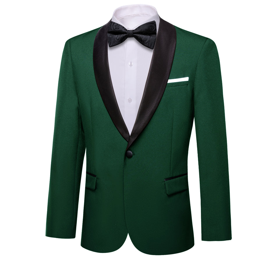 Sapphire Pine Green Solid Shawl Collar Lapel Suit Men's Tuxedo Jacket tuxedo    - Sophisticated Gentlemen