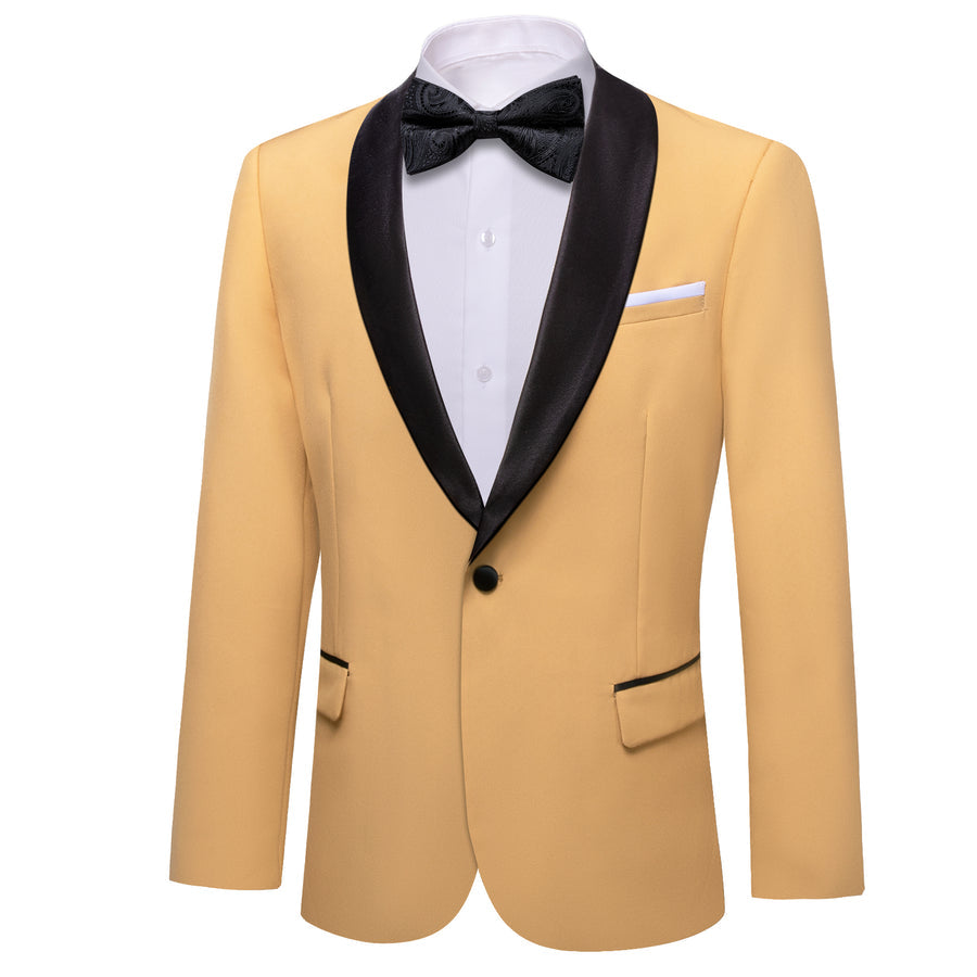 Classic Latte Solid Shawl Lapel Suit Men's Tuxedo Jacket tuxedo    - Sophisticated Gentlemen