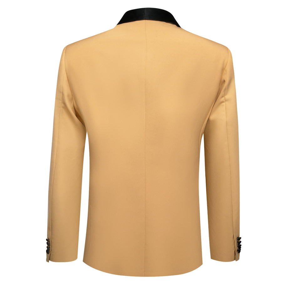 Classic Latte Solid Shawl Lapel Suit Men's Tuxedo Jacket tuxedo    - Sophisticated Gentlemen