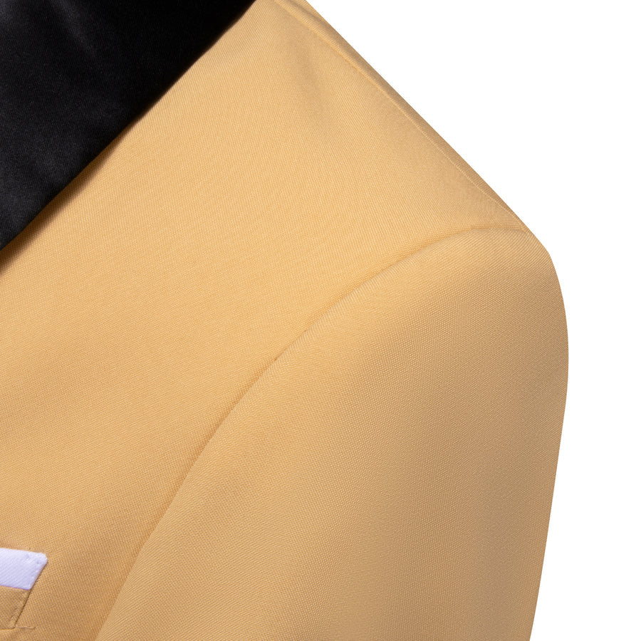 Classic Latte Solid Shawl Lapel Suit Men's Tuxedo Jacket tuxedo    - Sophisticated Gentlemen