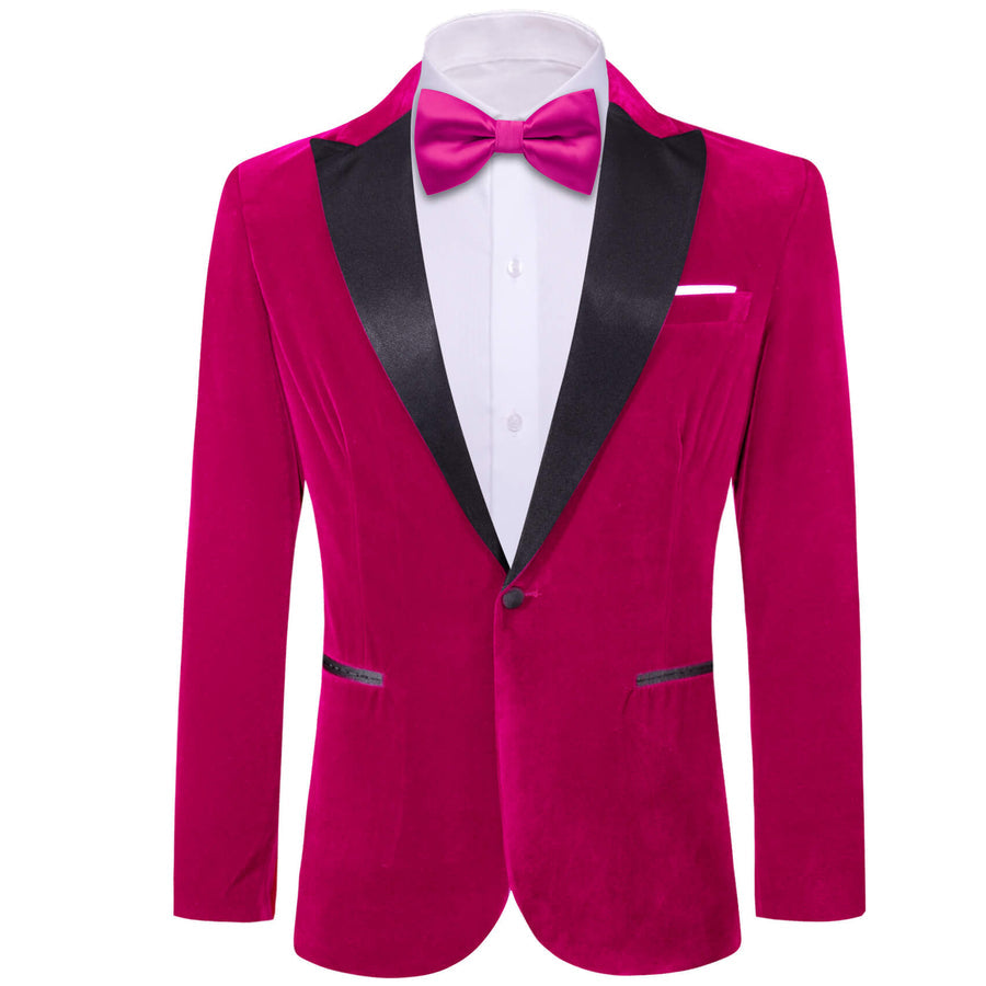 Ruby Pink Solid Silk Peak Collar Slim Blazer Suit Men's Tuxedo Jacket tuxedo    - Sophisticated Gentlemen