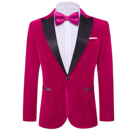 Ruby Pink Solid Silk Peak Collar Slim Blazer Suit Men's Tuxedo Jacket tuxedo    - Sophisticated Gentlemen