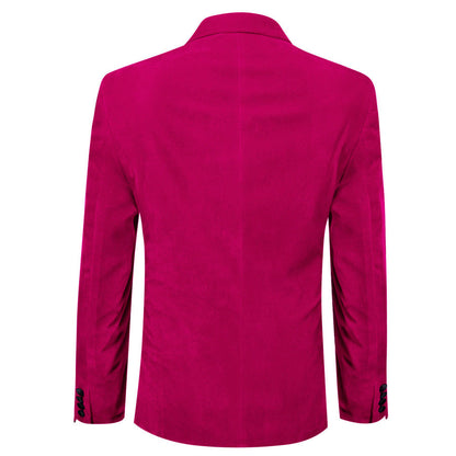 Ruby Pink Solid Silk Peak Collar Slim Blazer Suit Men's Tuxedo Jacket tuxedo    - Sophisticated Gentlemen
