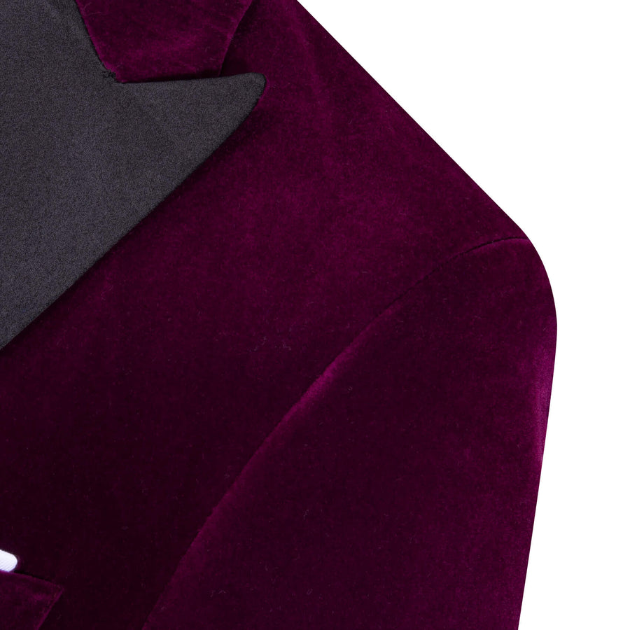 Plum Purple Solid Silk Peak Collar Suit Men's Tuxedo Jacket tuxedo    - Sophisticated Gentlemen