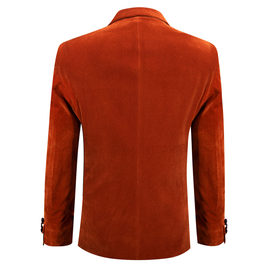 Burnt Orange Solid Silk Peak Collar Suit Men's Tuxedo Jacket tuxedo    - Sophisticated Gentlemen