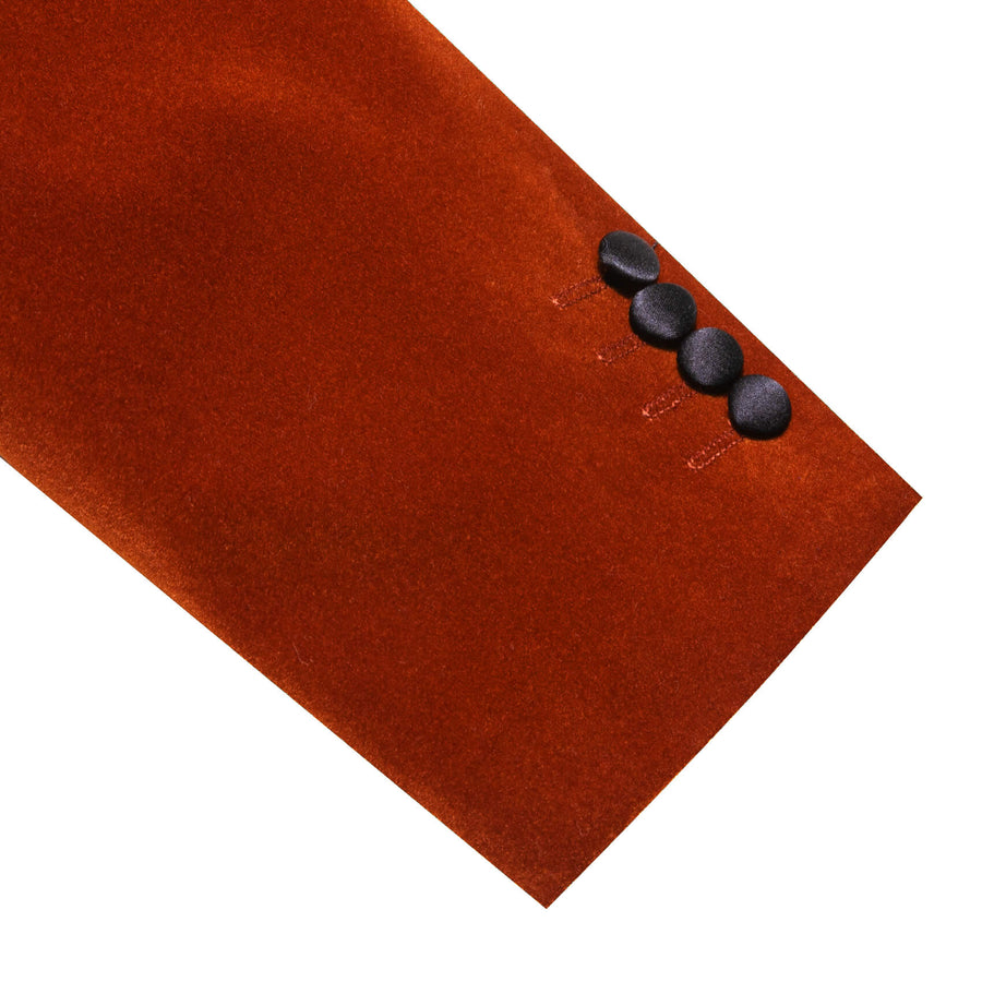 Burnt Orange Solid Silk Peak Collar Suit Men's Tuxedo Jacket tuxedo    - Sophisticated Gentlemen