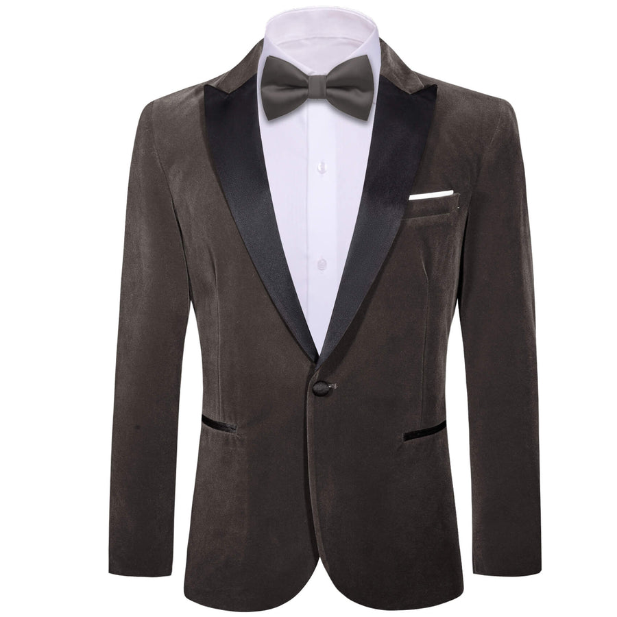 Ash Gray Solid Silk Suit Men's Tuxedo Jacket tuxedo    - Sophisticated Gentlemen
