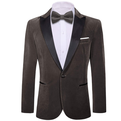 Ash Gray Solid Silk Suit Men's Tuxedo Jacket tuxedo    - Sophisticated Gentlemen