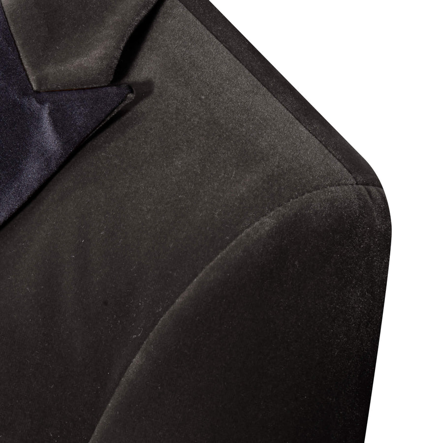 Ash Gray Solid Silk Suit Men's Tuxedo Jacket tuxedo    - Sophisticated Gentlemen