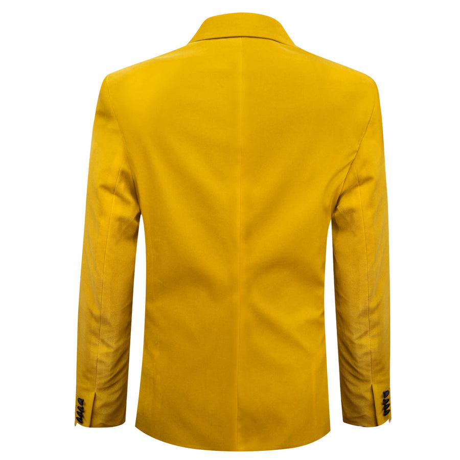 Golden Yellow Solid Silk Men's Tuxedo Jacket tuxedo    - Sophisticated Gentlemen