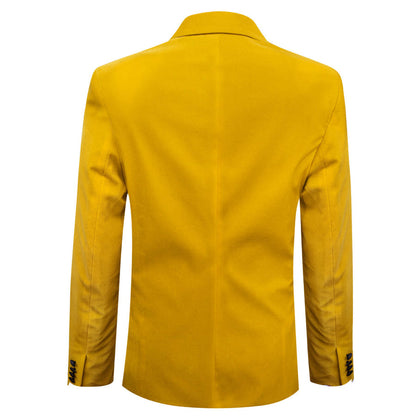 Golden Yellow Solid Silk Men's Tuxedo Jacket tuxedo    - Sophisticated Gentlemen