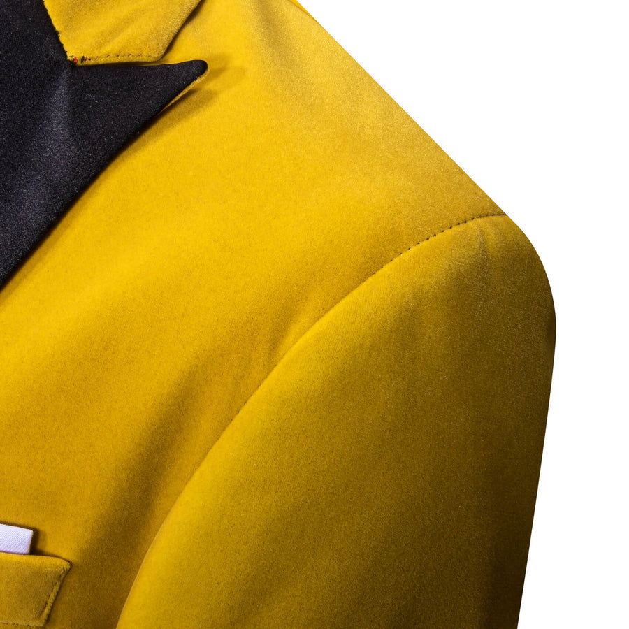 Golden Yellow Solid Silk Men's Tuxedo Jacket tuxedo    - Sophisticated Gentlemen