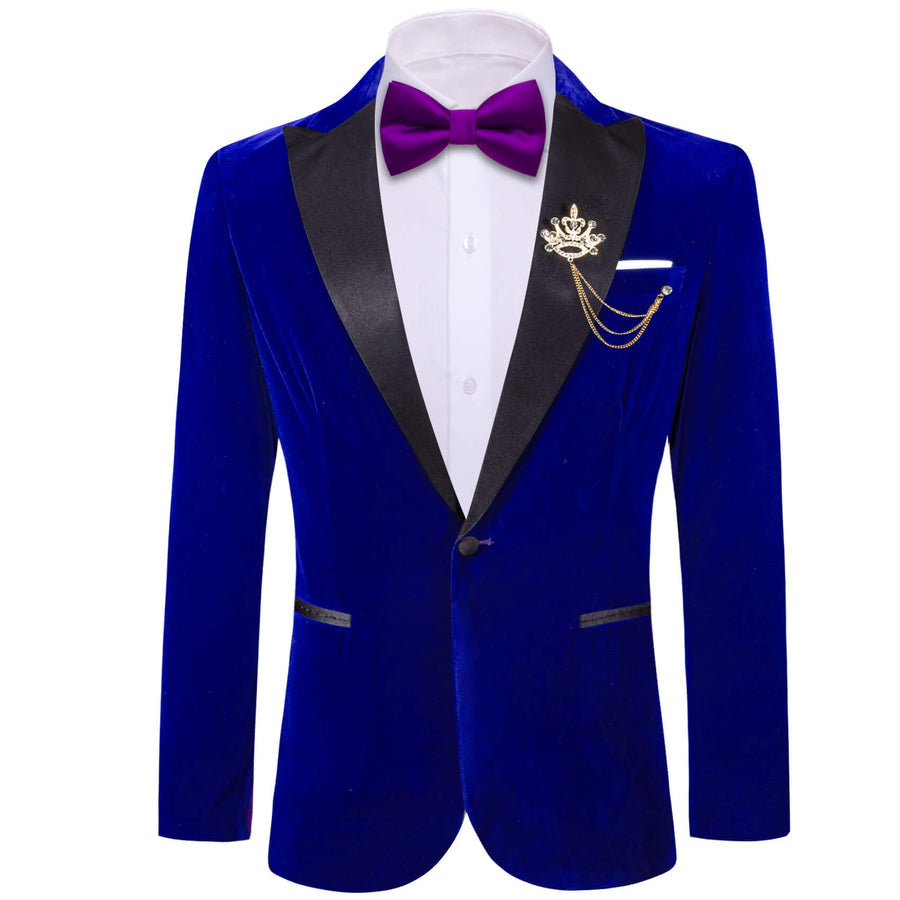 Navy Blue Solid Silk Men's Tuxedo Jacket tuxedo S (38)   - Sophisticated Gentlemen