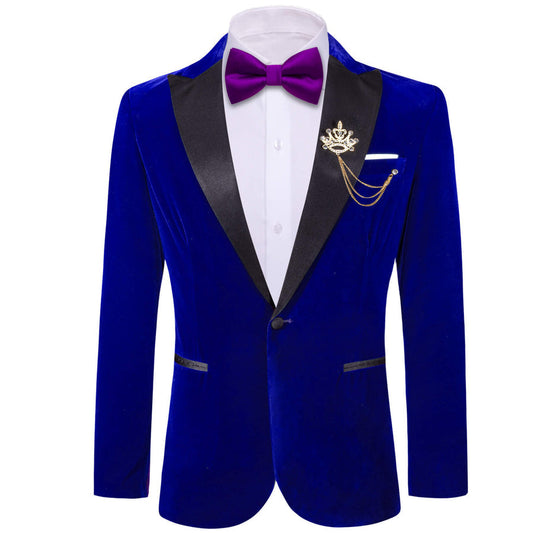 Navy Blue Solid Silk Men's Tuxedo Jacket tuxedo S (38)   - Sophisticated Gentlemen