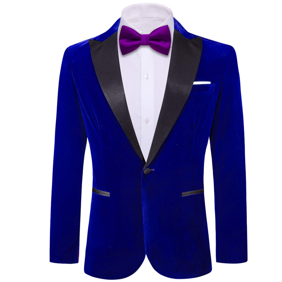 Navy Blue Solid Silk Men's Tuxedo Jacket tuxedo    - Sophisticated Gentlemen